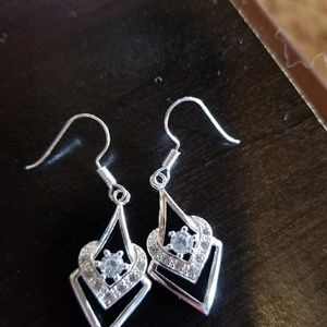 Sterling Silver White Sapphire Earrings